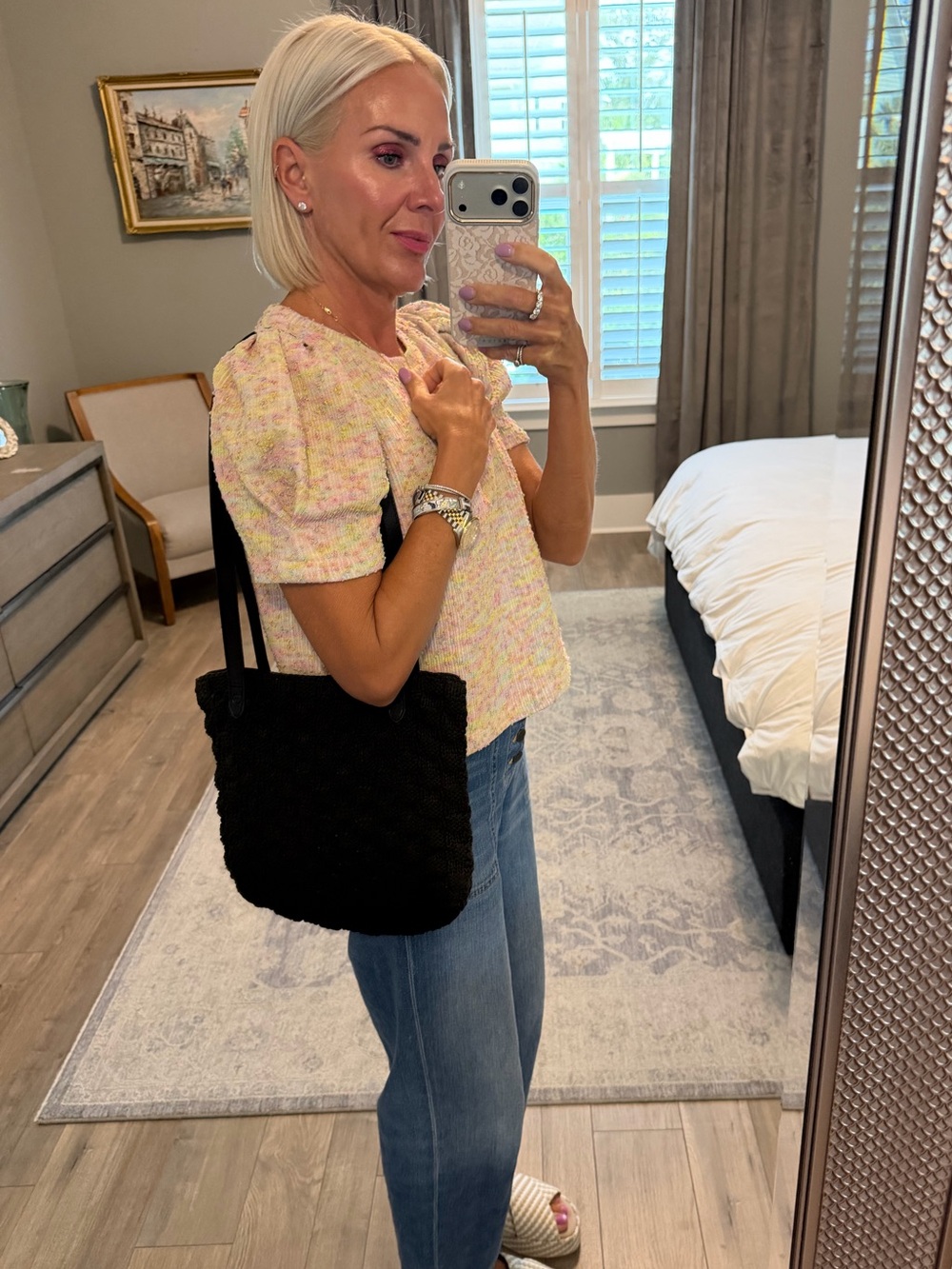 THE SAK Black Woven Tote Shoulder Bag